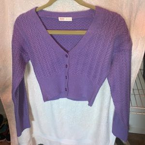 purple knitted cropped sweater